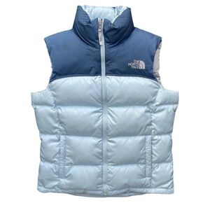 The North Face 700 Retro Nuptse Baby Blue/ Navy Women’s Puffer Vest Sz S